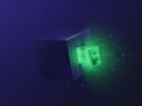 Pequeño módulo verde brillante encajando en un cubo índigo mate: cómo una partícula transforma un phrasal verb